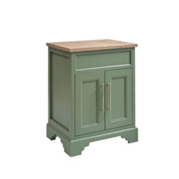 Homestylestore Pastel Green And Oak 645mm Bathroom Vanity Unit And Brushed Brass T Bar Handles - thumbnail 1