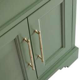 Homestylestore Pastel Green And Oak 645mm Bathroom Vanity Unit And Brushed Brass T Bar Handles - thumbnail 5