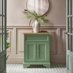 Homestylestore Pastel Green And Oak 645mm Bathroom Vanity Unit And Brushed Brass T Bar Handles - thumbnail 3