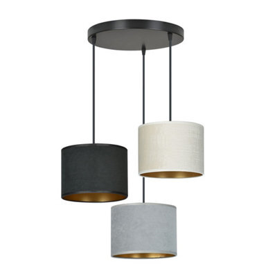 Emibig Lighting Emibig Hilde Pendant Lamp 3 X E27 Black With Black, Grey And White Shade - image 1