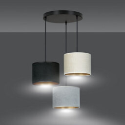 Emibig Lighting Emibig Hilde Pendant Lamp 3 X E27 Black With Black, Grey And White Shade - thumbnail 4