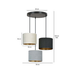 Emibig Lighting Emibig Hilde Pendant Lamp 3 X E27 Black With Black, Grey And White Shade - thumbnail 5