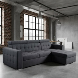 Zara Right Hand Corner Sofa Bed Dark Grey Fabric With Storage And Pull Out Sleeping Function - thumbnail 1