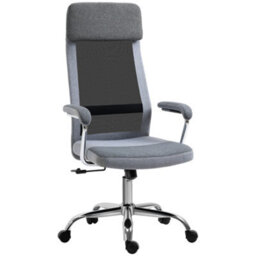 Vinsetto Office Chair Mesh High Back Swivel Task Home Desk Chair W/ Arm, Grey - thumbnail 2