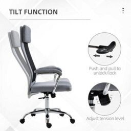 Vinsetto Office Chair Mesh High Back Swivel Task Home Desk Chair W/ Arm, Grey - thumbnail 5