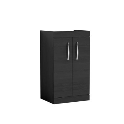 Hudson Reed Athena Floor Standing 2 Door Vanity Unit 500mm-Charcoal Black - image 1