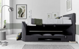 Europa Kaydian Falstone Tv Bed: Classic Design With Hidden Tv Storage And Ottoman Storage Slate Grey Fabric - thumbnail 3