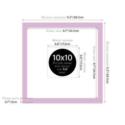"10X10"" Lilac Picture Frame - 10X10"" Square Frame With 7X7"" Mount For 10X10""/7X7"" Pictures Moderrn Style Thin Edge, 1 Pack" - thumbnail 2