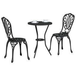 Berkfield Garden Bistro Set 3 Pcs Black Aluminium - thumbnail 3
