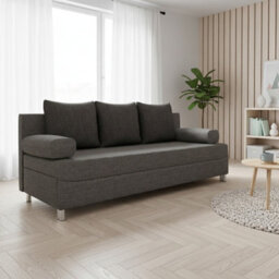 Dover 3 Seater Sofa Bed With Storage Upholstered Back Detachable Cushions 192Cm Grey And Dark Grey - thumbnail 2