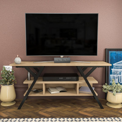 Decorotika Minerva Tv Stand Tv Unit For Tv's Up To 55 Inch Black And Oak - image 1