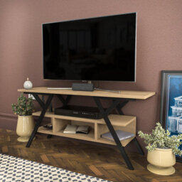 Decorotika Minerva Tv Stand Tv Unit For Tv's Up To 55 Inch Black And Oak - thumbnail 2
