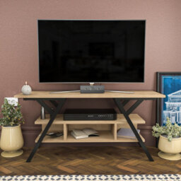 Decorotika Minerva Tv Stand Tv Unit For Tv's Up To 55 Inch Black And Oak - thumbnail 1