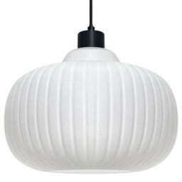 Long Life Lamps Company Oval Globe Ceiling Pendant Light Ribbed Opal Glass Lamp Shade K416