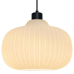 Long Life Lamps Company Oval Globe Ceiling Pendant Light Ribbed Opal Glass Lamp Shade K416 - thumbnail 3