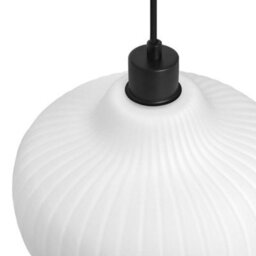 Long Life Lamps Company Oval Globe Ceiling Pendant Light Ribbed Opal Glass Lamp Shade K416 - thumbnail 5