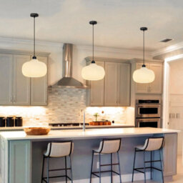 Long Life Lamps Company Oval Globe Ceiling Pendant Light Ribbed Opal Glass Lamp Shade K416 - thumbnail 9