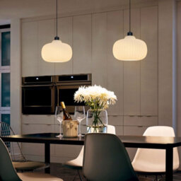 Long Life Lamps Company Oval Globe Ceiling Pendant Light Ribbed Opal Glass Lamp Shade K416 - thumbnail 8