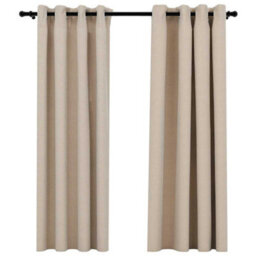Berkfield Linen-Look Blackout Curtains With Grommets 2Pcs Beige 140X175Cm - thumbnail 2