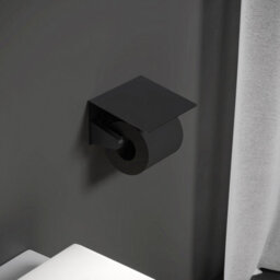 Cosmic Toilet Roll Holder, Black Matt, Wall-Mounted, 13 Cm. Collection Kubic - thumbnail 2