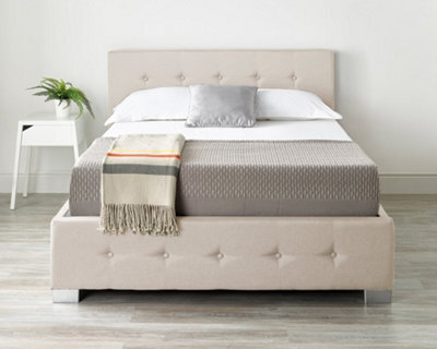 Aspire End Lift Ottoman Storage Bed Double, Beige Linen - image 1
