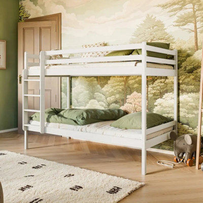 Arte Nico White Matt Wooden Bunk Bed With Storage 90 X 200Cm - With 2 Foam Mattresses - image 1