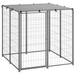 Berkfield Dog Kennel Silver 110X110X110 Cm Steel - thumbnail 1