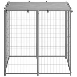 Berkfield Dog Kennel Silver 110X110X110 Cm Steel - thumbnail 3