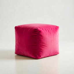 Kosi Atelier Kosiatelier Bean Bag Velvet Footstool Ottomona Cube Pouf Chair Pouffe, Polystyrene Beads Filled - Hot Pink, 35Cm X 35Cm X 35Cm - thumbnail 2