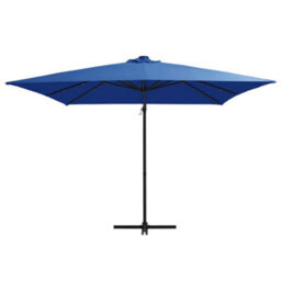 Berkfield Cantilever Umbrella With Led Lights And Steel Pole 250X250 Cm Azure Blue - thumbnail 2