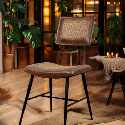 Minster 87Cm Brown Tan Leather Dining Chair - L40 X W40 X H87 Cm