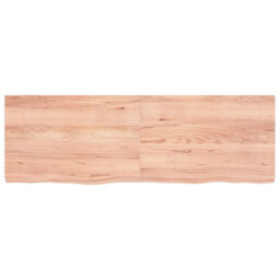 Berkfield Wall Shelf Light Brown 120X40X4 Cm Treated Solid Wood Oak - thumbnail 2