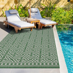 Homeart Outdoor Rugs Easy Cleaning Area Rugs For Balcony,garden,picnic,uv Weather Resistant  Green Cream, 120 X 170 Cm - thumbnail 2
