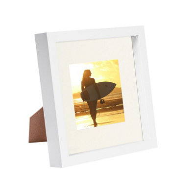 "Nicola Spring 8 X 8"" Photo Frame - Ivory Mount 3D Photo Frame Picture Frame Box Portrait Display Case & Spacer (4 X 4"" Mount)" - image 1