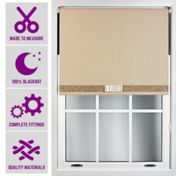 Furnished Made To Measure Blackout Blind With Gold Glitter And Cream Bow - Cappuccino (W)60Cm X (L)165Cm