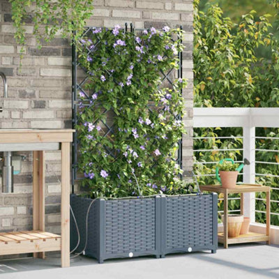 Berkfield Garden Planters Light Grey 80 X 40 X 142 Cm Steel - image 1