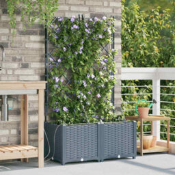 Berkfield Garden Planters Light Grey 80 X 40 X 142 Cm Steel - thumbnail 1