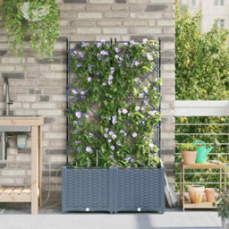 Berkfield Garden Planters Light Grey 80 X 40 X 142 Cm Steel - thumbnail 3