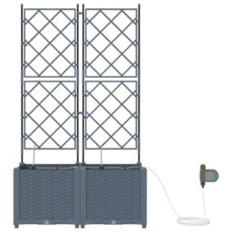 Berkfield Garden Planters Light Grey 80 X 40 X 142 Cm Steel - thumbnail 5