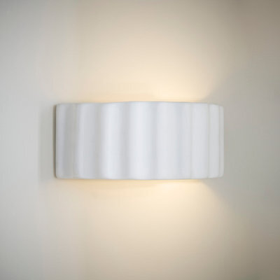 Valuelights Pablo Paint-Me Plain Curved Ribbed Ceramic Flush Wall Sconce Light - image 1