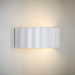 Valuelights Pablo Paint-Me Plain Curved Ribbed Ceramic Flush Wall Sconce Light