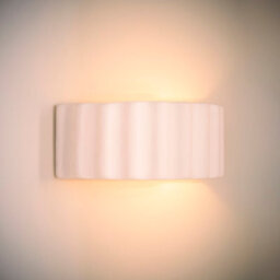 Valuelights Pablo Paint-Me Plain Curved Ribbed Ceramic Flush Wall Sconce Light - thumbnail 2