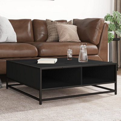 Walplus Coffee Table Black 80X80X30 Cm Engineered Wood And Metal - image 1