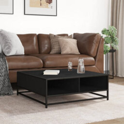 Walplus Coffee Table Black 80X80X30 Cm Engineered Wood And Metal - thumbnail 3