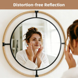 Artloge Round Navigation Coastal Wall Mirror With Rope Metal Frame Rural Art Mirror, 80Cm - thumbnail 9