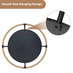 Artloge Round Navigation Coastal Wall Mirror With Rope Metal Frame Rural Art Mirror, 80Cm - thumbnail 4