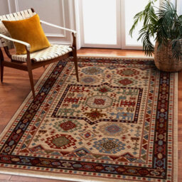 RugsX Carpet Wool Keshan Fringe, Ornament Oriental 6668/53555 Beige Claret  80X145 Cm