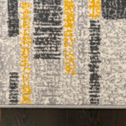 Loomed Yellow Ochre Grey Distressed Striped Block Living Room Rug 120X170Cm - thumbnail 5