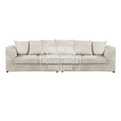 Furnishings For Less UK Luxor Long Fabric Jumbo Cord 4 Seater Sofa - Scatter Back Cream - image 1