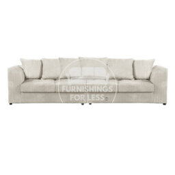 Furnishings For Less UK Luxor Long Fabric Jumbo Cord 4 Seater Sofa - Scatter Back Cream - thumbnail 1
